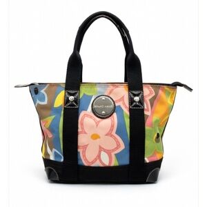 Franco Sarto Floral Canvas Patent Leather Details Tote Bag Zip Top Multicolor